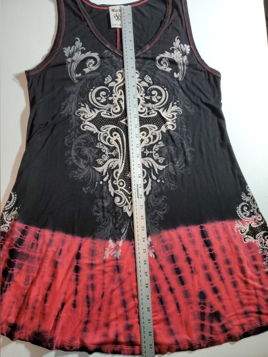 Vocal 3XL Whimsigoth Grunge Black & Tie Dye Pink Cross Tank Tunic Top - Picture 5 of 9